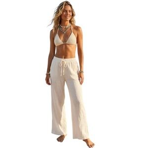 LULUS White Gauze Wide-Leg Pants Size S
